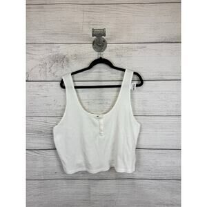 Old Navy Plus Size White Waffle Knit Cropped Sleeveless Tank Size 2X
